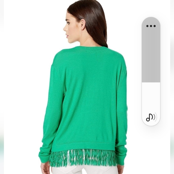Lilly Pulitzer Kelly Green Sweater, fringed hem Striking color, M - Picture 2 of 11